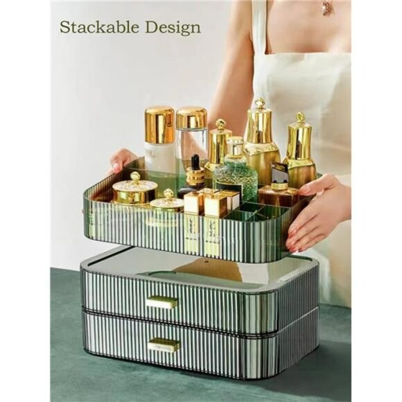 Makeup Organizer Stackable Drawers Skincare Vanity Storage Box for Counter - Picture 5 of 7